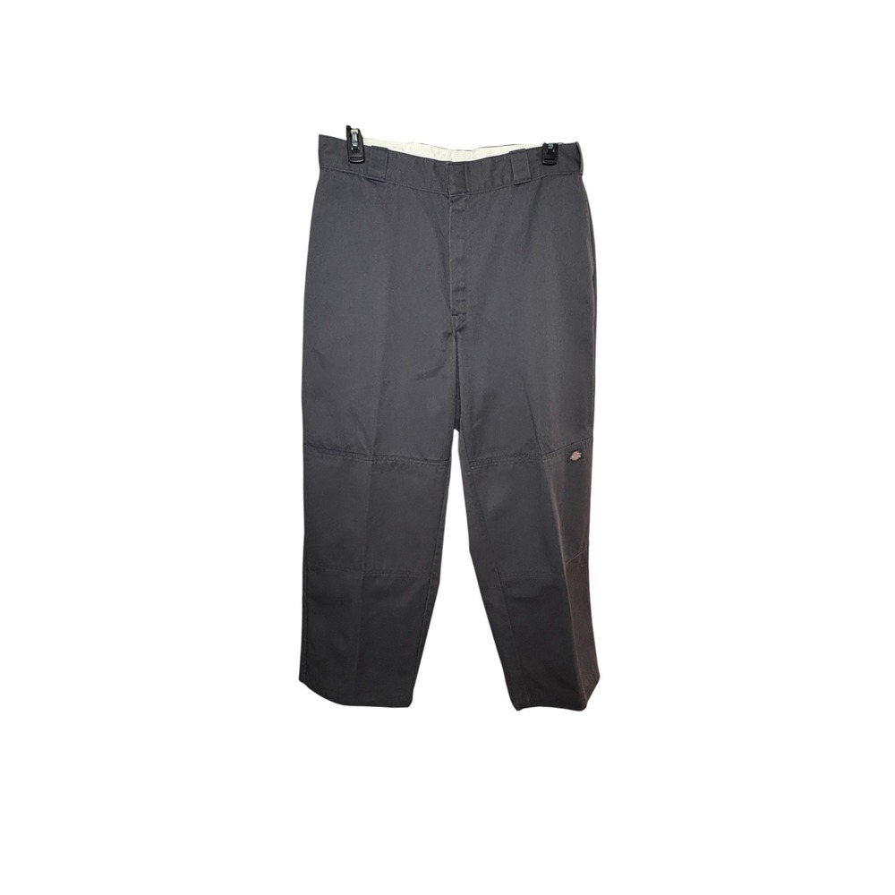 Dickies Mens Charcoal Gray Loose Fit Double Knee Work Pants 35x29 Twill